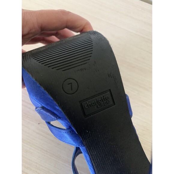 Charlotte Russe Cobalt Blue Open Toe Strappy Platform - Size 7 Zipper Accent - Picture 9 of 11